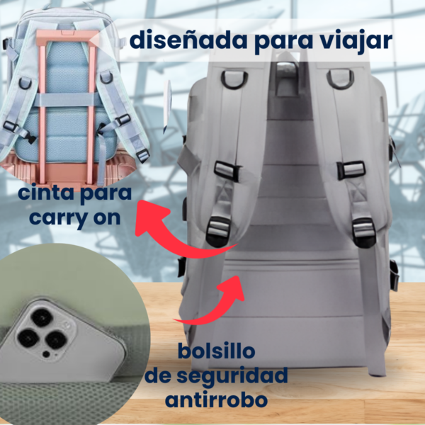 Mochila Viaje Carry On Viral Calzado Notebook Cabina Avion - Imagen 6