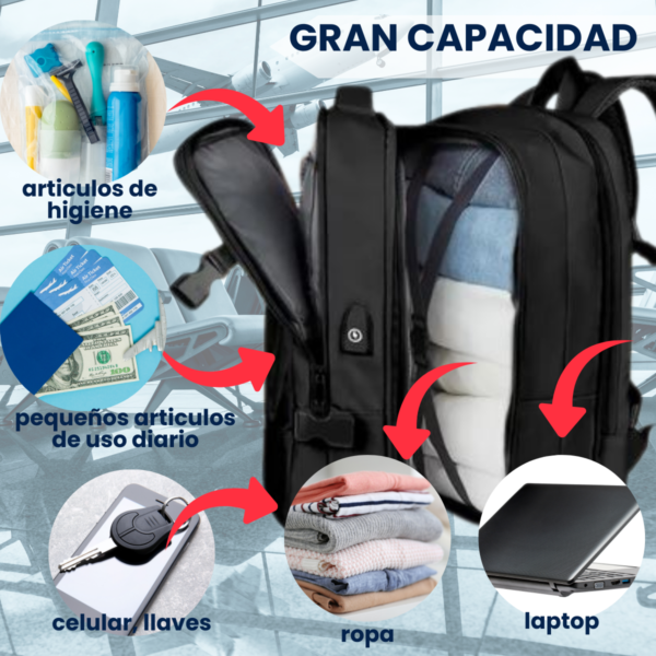 Mochila Viaje Carry On Viral Expandible Avion Notebook Usb - Imagen 6