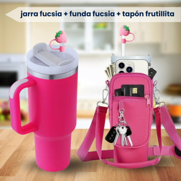 Kit Vaso Jarra Termica 1,2 Lt + Tapa Tapon + Funda Bandolera - Imagen 5