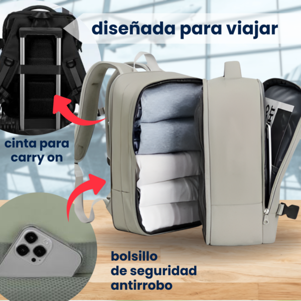 Mochila Viaje Carry On Viral Expandible Avion Notebook Usb - Imagen 4