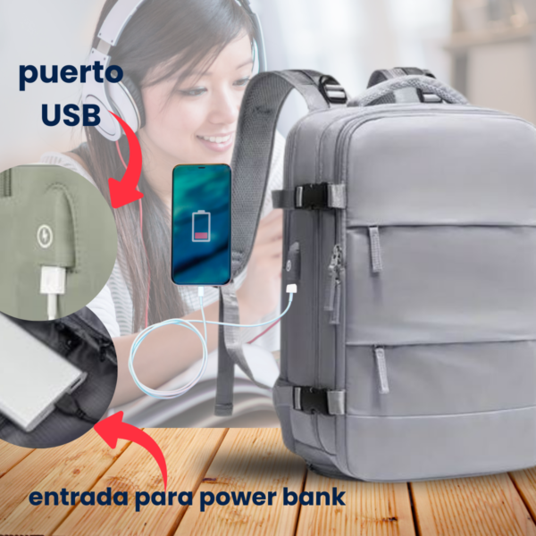 Mochila Notebook Impermeable Oficina Ejecutiva Facultad Usb - Imagen 4