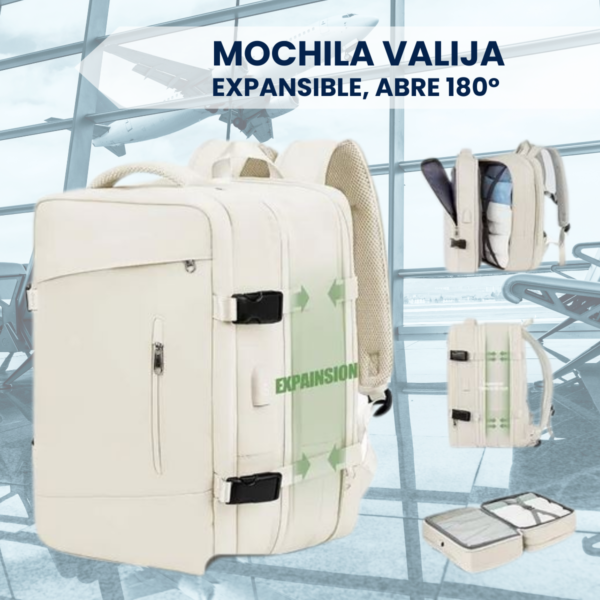 Mochila Viaje Carry On Viral Expandible Avion Notebook Usb - Imagen 2