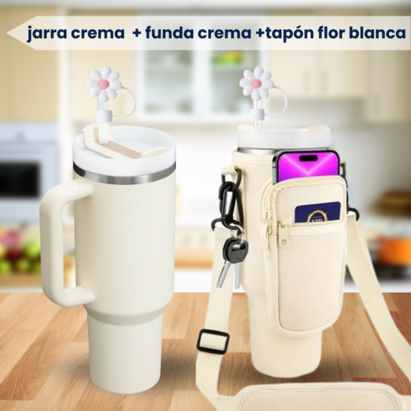 Kit Vaso Jarra Termica 1,2 Lt + Tapa Tapon + Funda Bandolera - Imagen 2