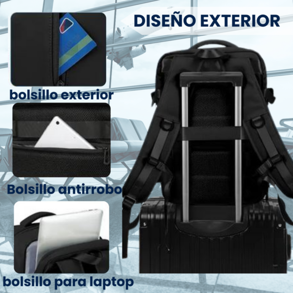 Mochila Viaje Carry On Viral Expandible Avion Notebook Usb - Imagen 7