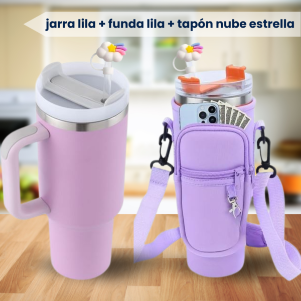 Kit Vaso Jarra Termica 1,2 Lt + Tapa Tapon + Funda Bandolera - Imagen 3